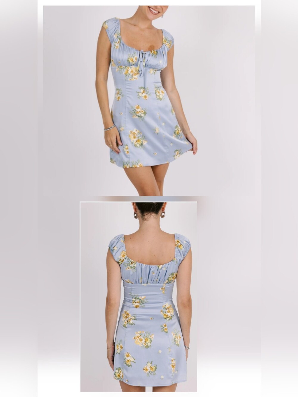Bailey Rose Women's Coquette , Summer, Spring, Vacation Yellow Floral Mini Dress